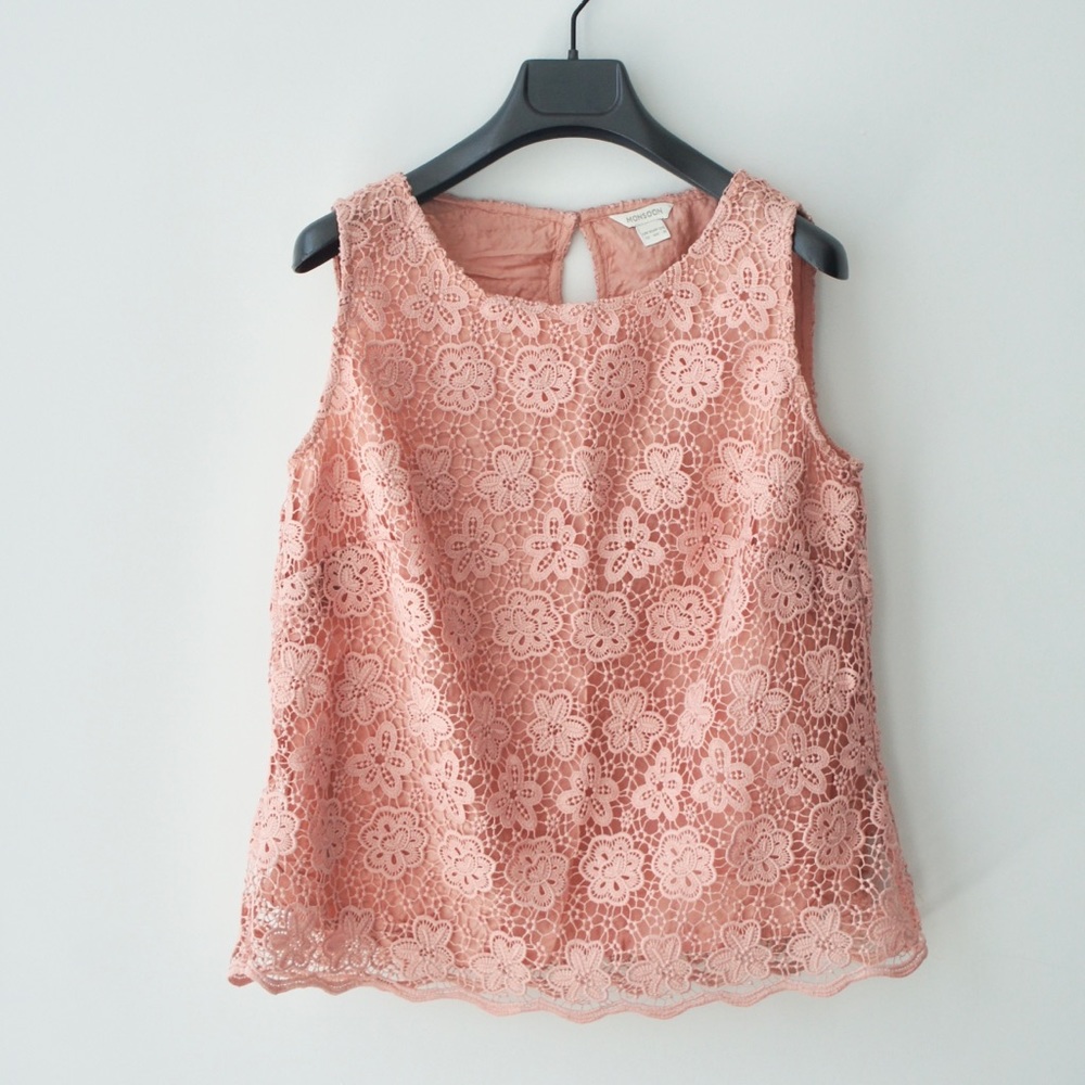 Monsoon Flower crochet lace sleeveless blouse